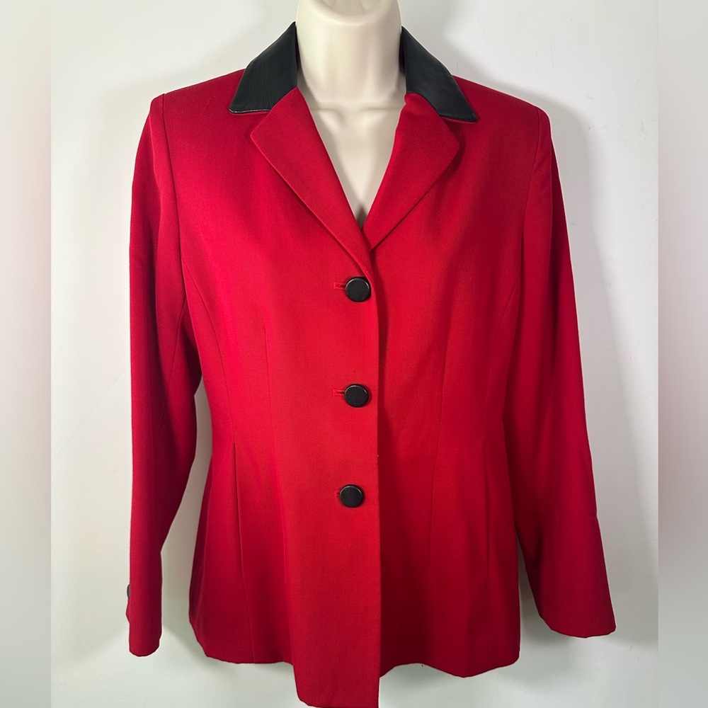 Harris Wallace New York women’s wool jacket with leather details size 6P